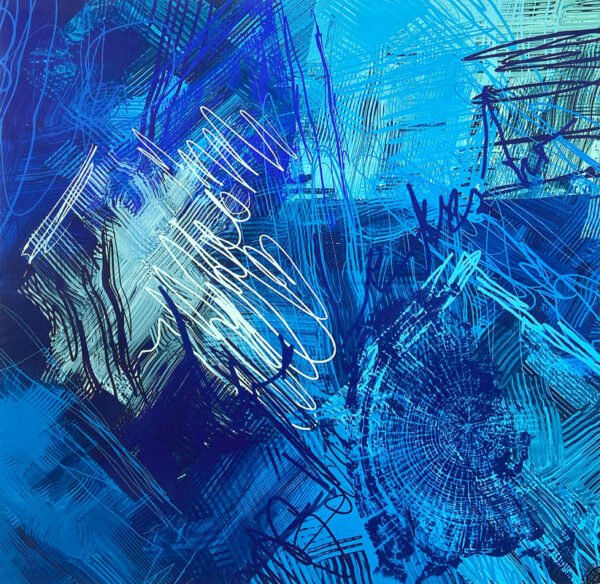 Scarf on canvas Blue