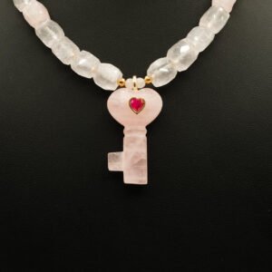 Rose Quartz Key Necklace (Mk NL-26)