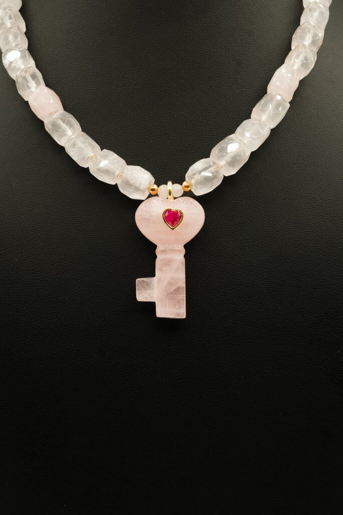 Rose Quartz Key Necklace (Mk NL-26)