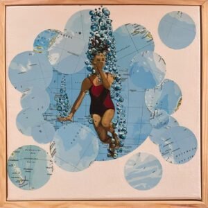 Bubble girl in wooden frame